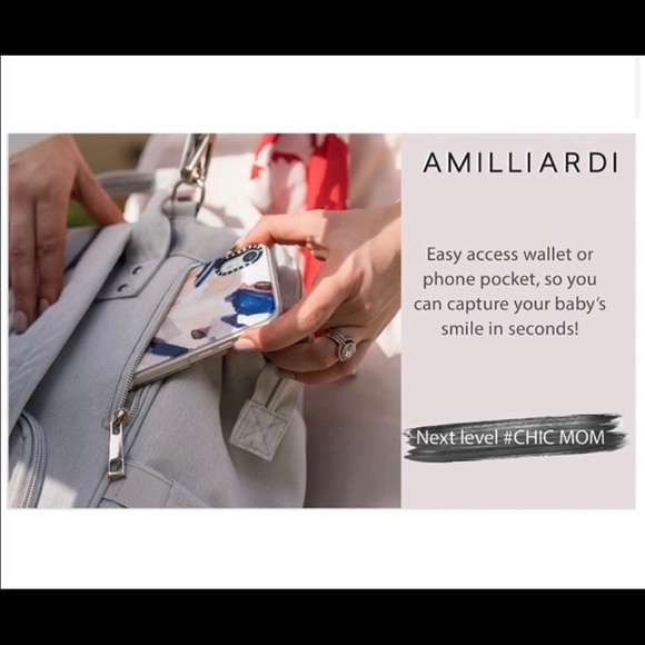 AMILLIARDI Grey diaper backpack NWT - Picture 4 of 8